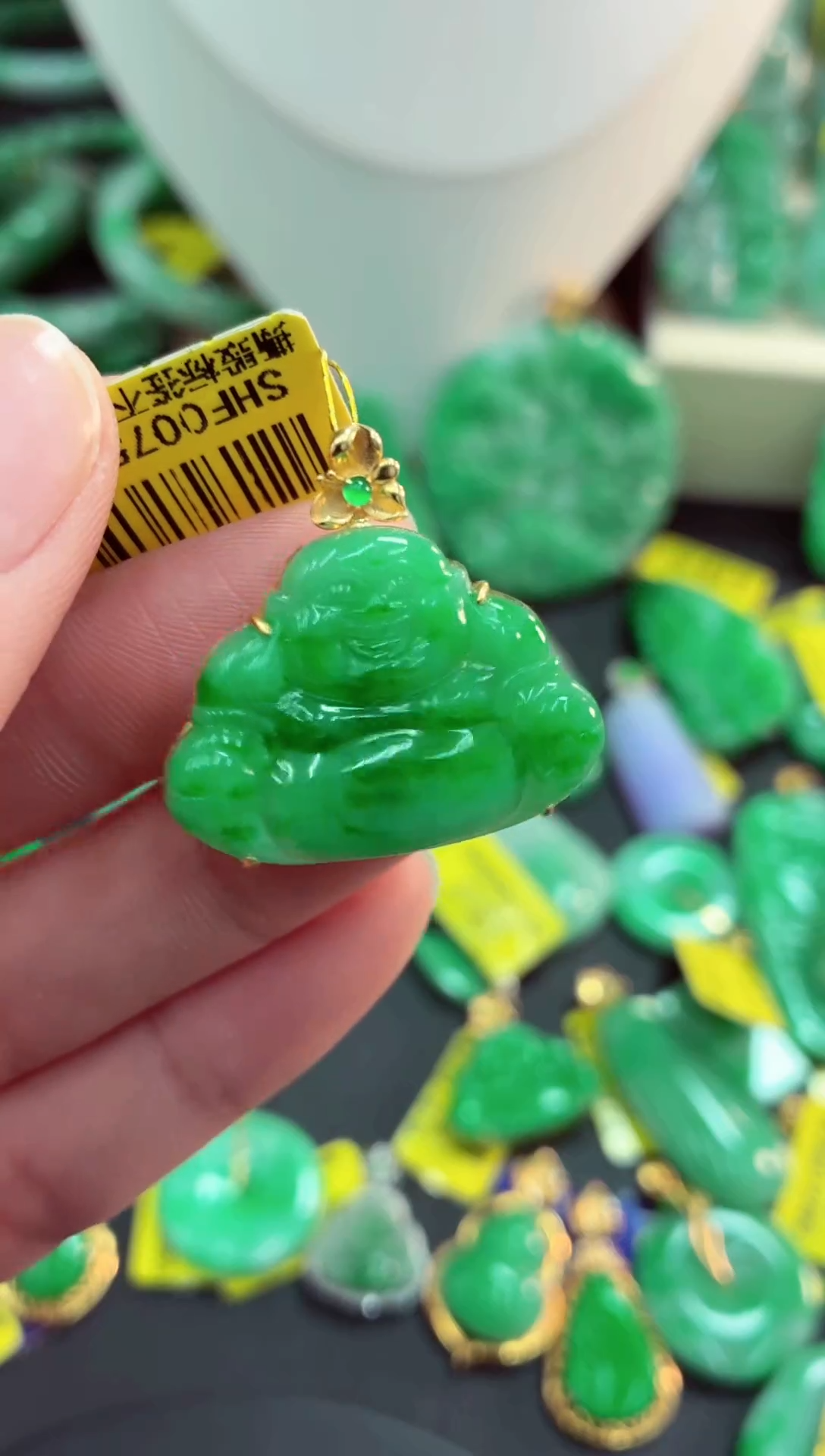 吊坠(不含链)18K金镶嵌翡翠天然缅甸翡翠A货