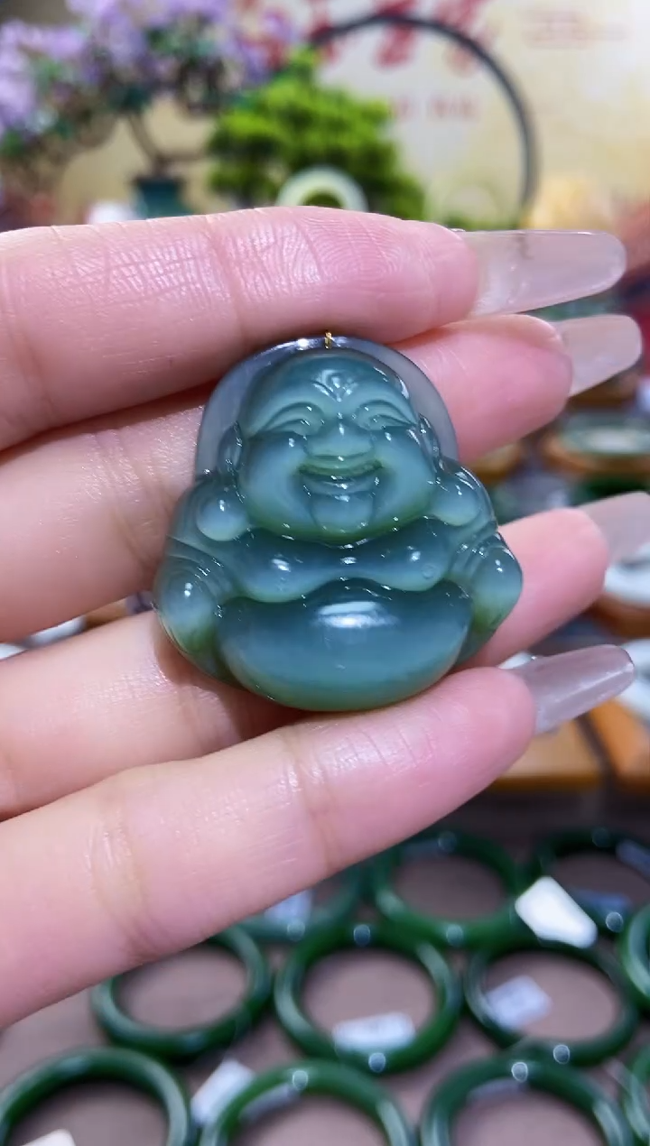 【闪购商品】和田玉吊坠未镶嵌碧玉猫眼佛公吊坠