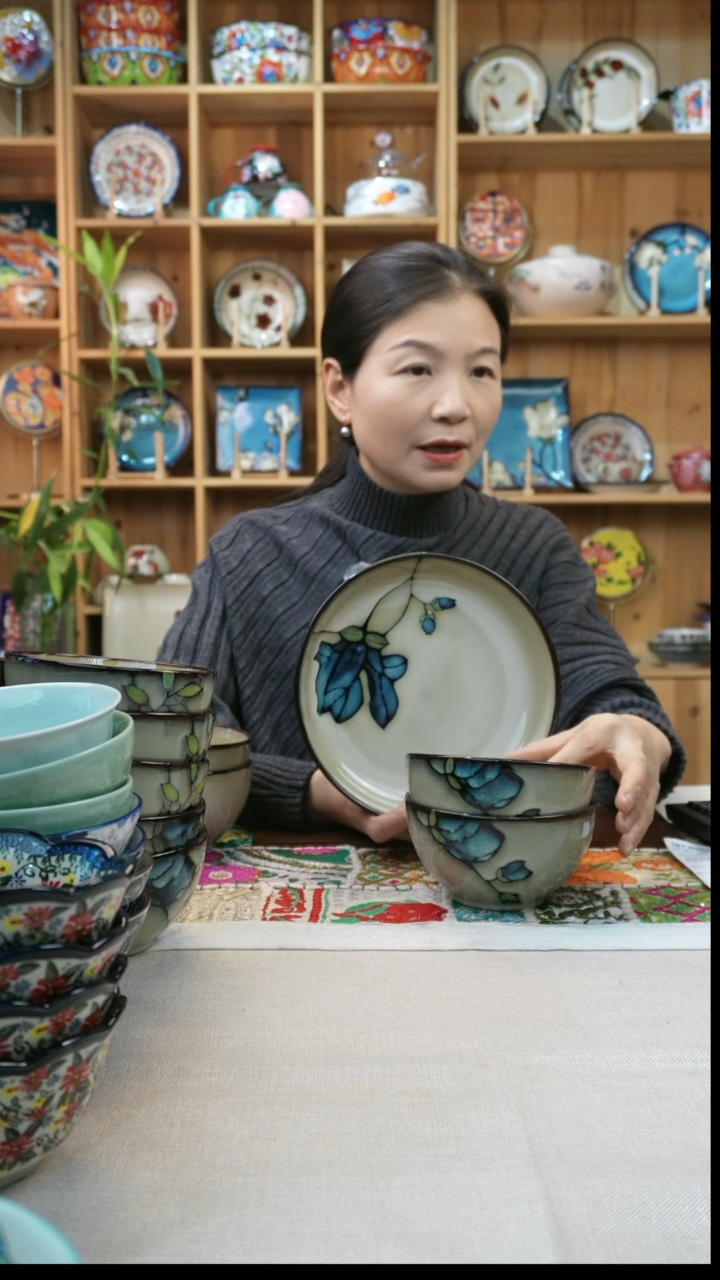 瓷片小可高温瓷一组4个米饭碗6个大深盘