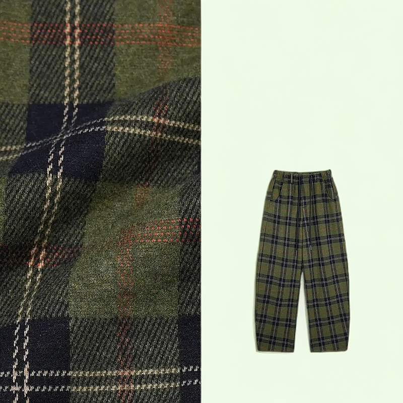 （现货）「绿光森林」时尚百搭宽松复古直筒格子裤冬季复古潮流弯刀