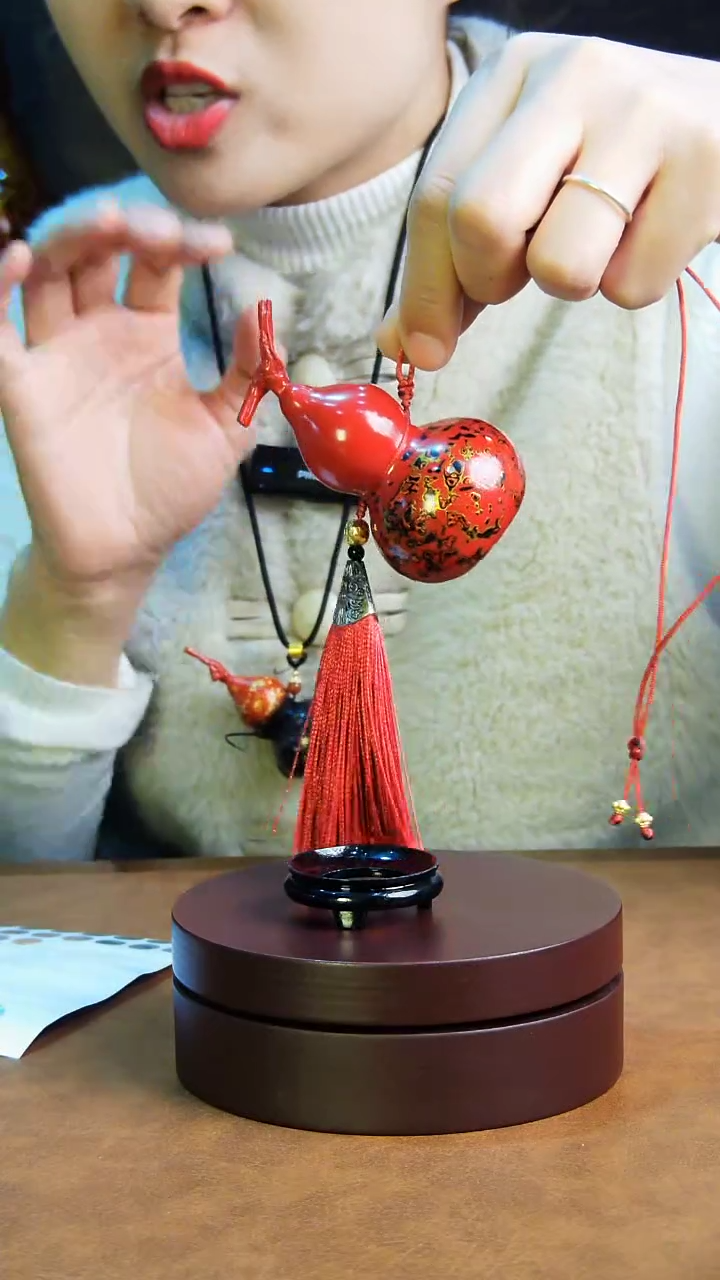 【闪购商品】375直播一物一图大漆酒葫芦送底座送挂绳