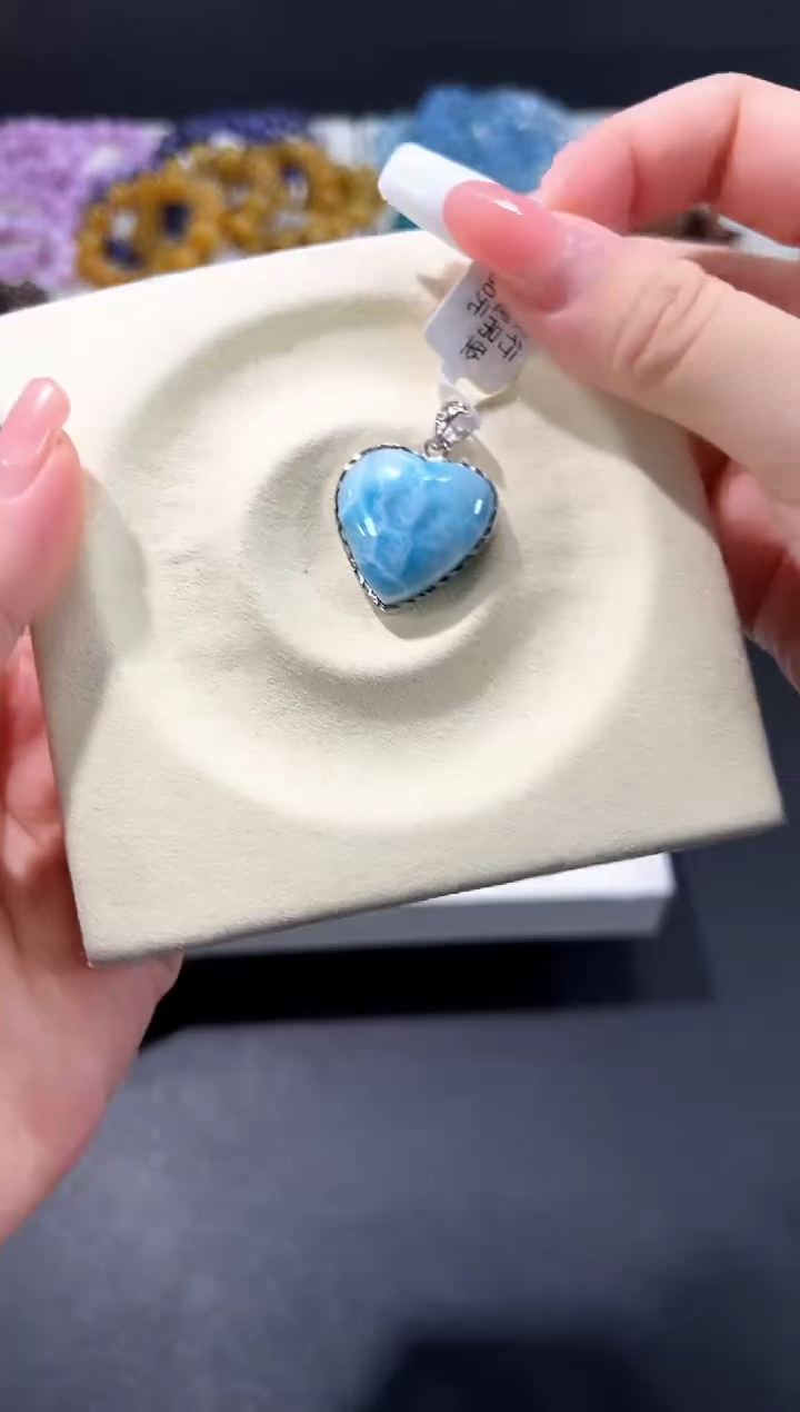 银S925镶嵌针钠钙石（海纹石）吊坠(不含链)47c多样性发其一