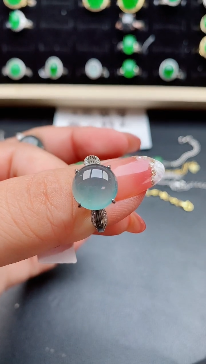 【闪购商品】翡翠戒指银S925镶嵌0850