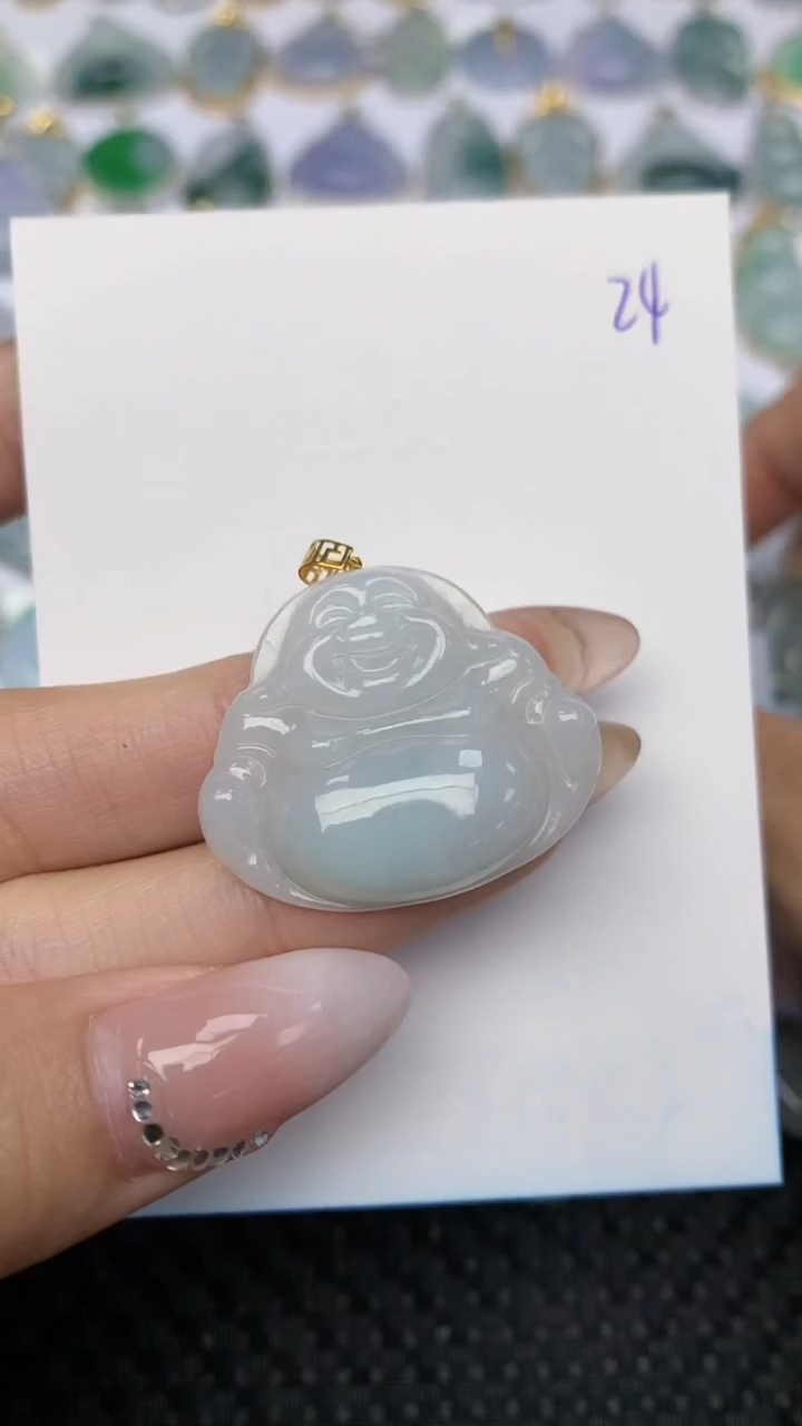 【闪购商品】翡翠颈饰18K金镶嵌天然翡翠A货 24