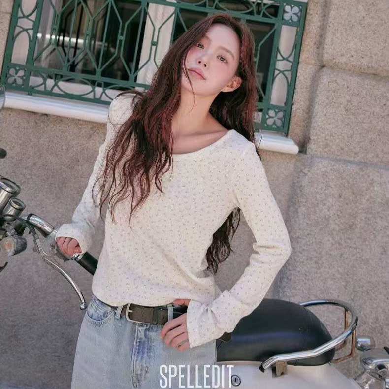 SPELLEDIT 2025秋季新品 U领田园碎花甜美修身打底 正品 NO退NO换