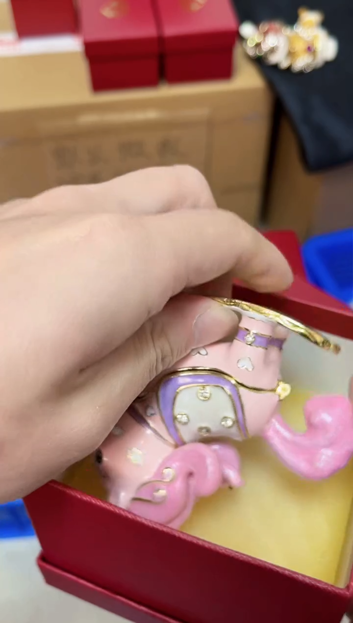 【闪购商品】瓷片年货节福福价格高质珐琅彩合金摆件首饰盒