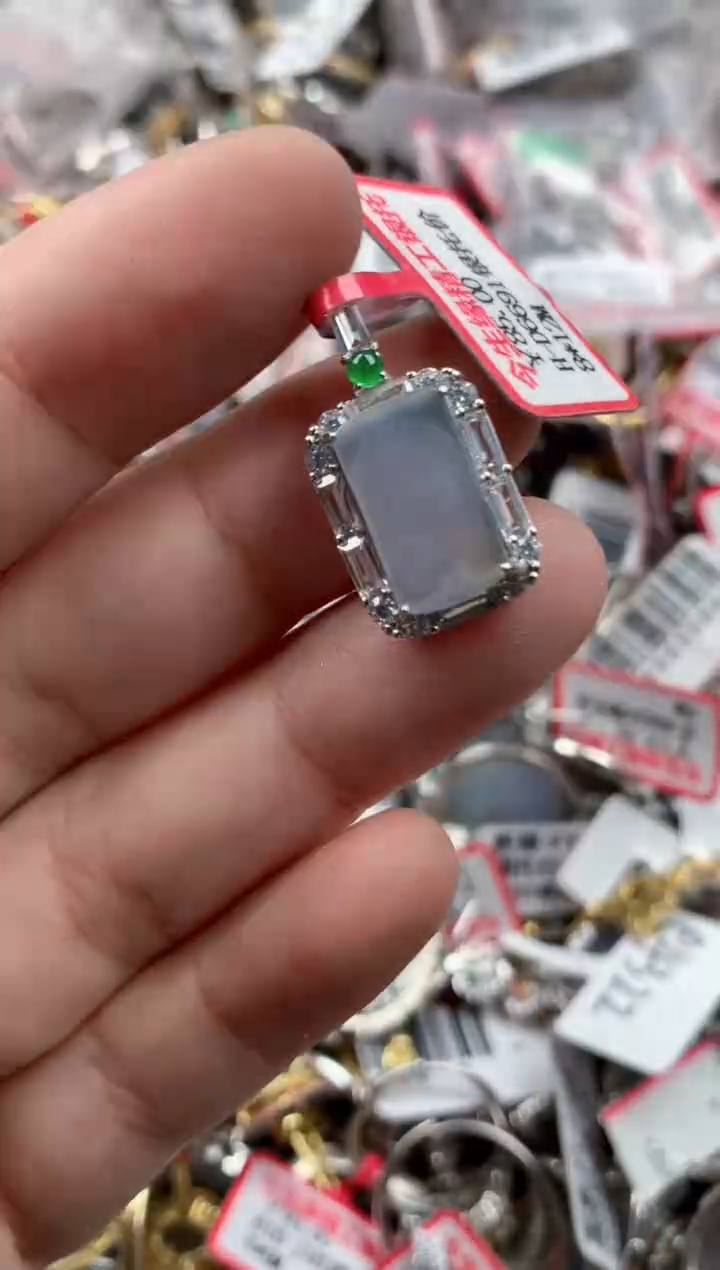银S925镶嵌戒指翡翠666  10