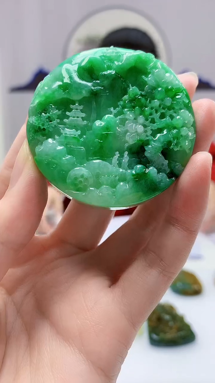 【闪购商品】定制翡翠未镶嵌4902zm-毛货挂件山水271
