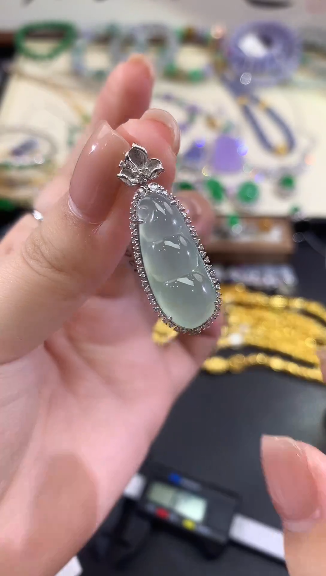 颈饰18K金镶嵌翡翠197-吊坠