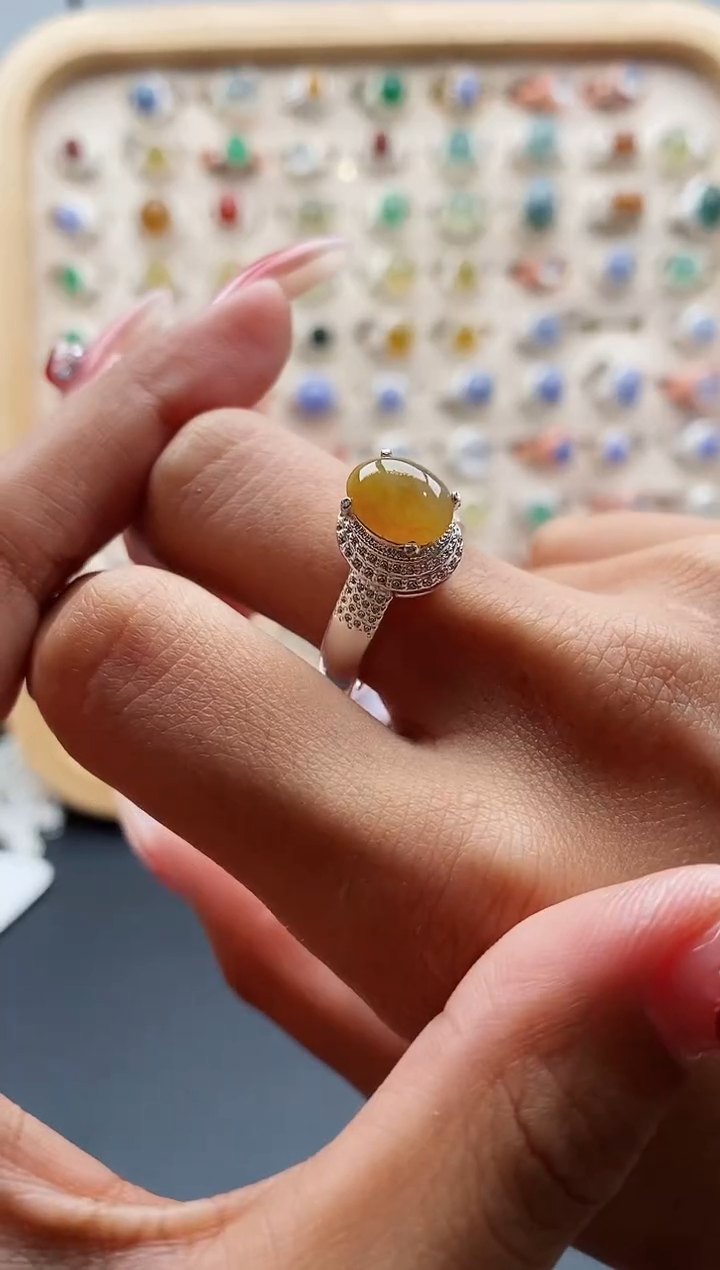 【闪购商品】翡翠戒指未镶嵌缅甸天然A货翡翠444 7+5