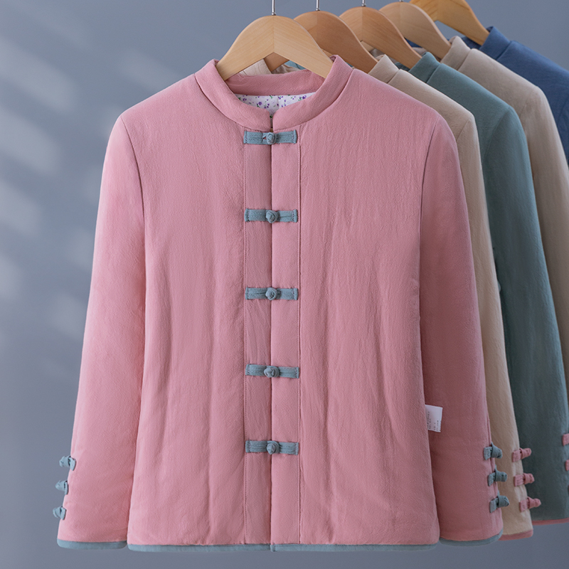 棉花复古盘扣棉袄女 新中式拜年服棉衣夹棉内胆 中国风修身棉服冬