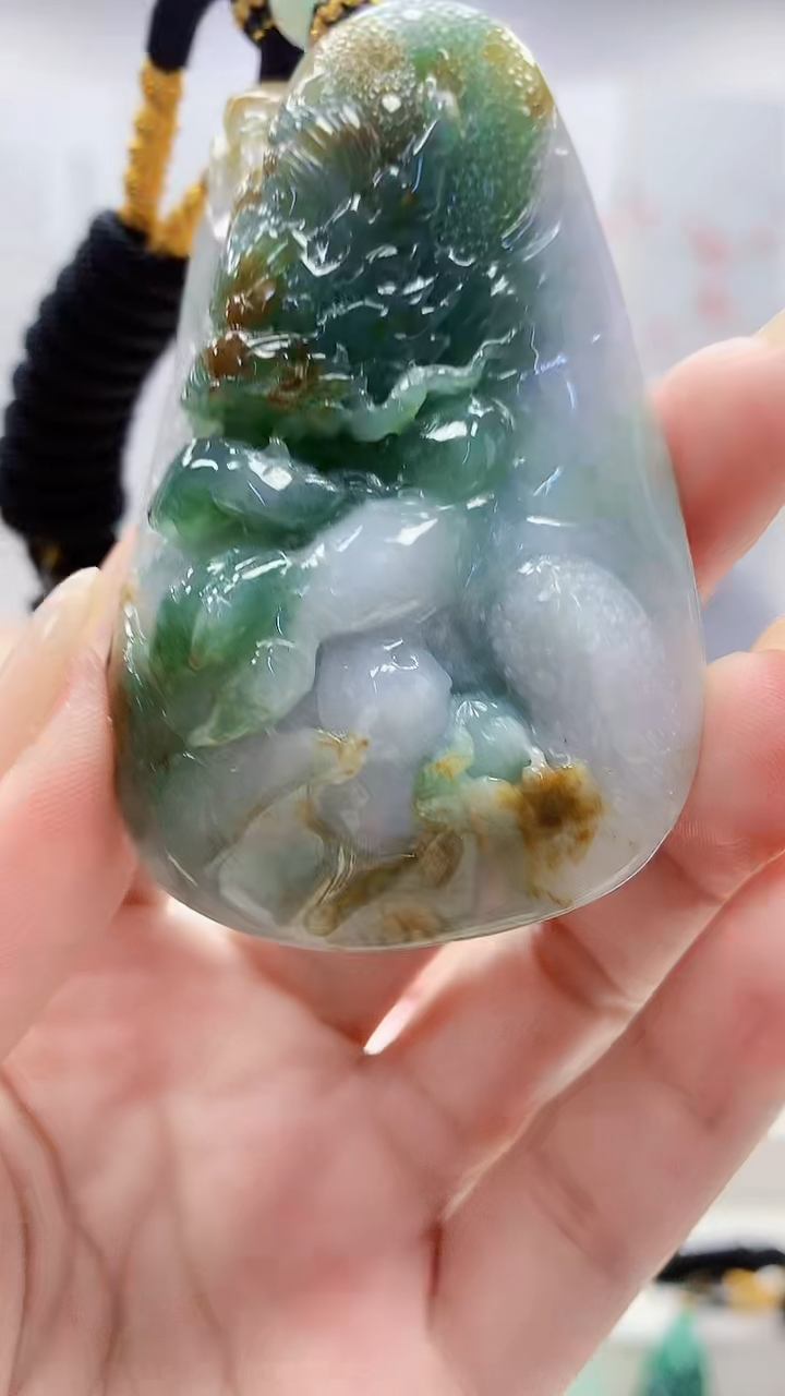 未镶嵌定制翡翠5060lr-毛货挂件22