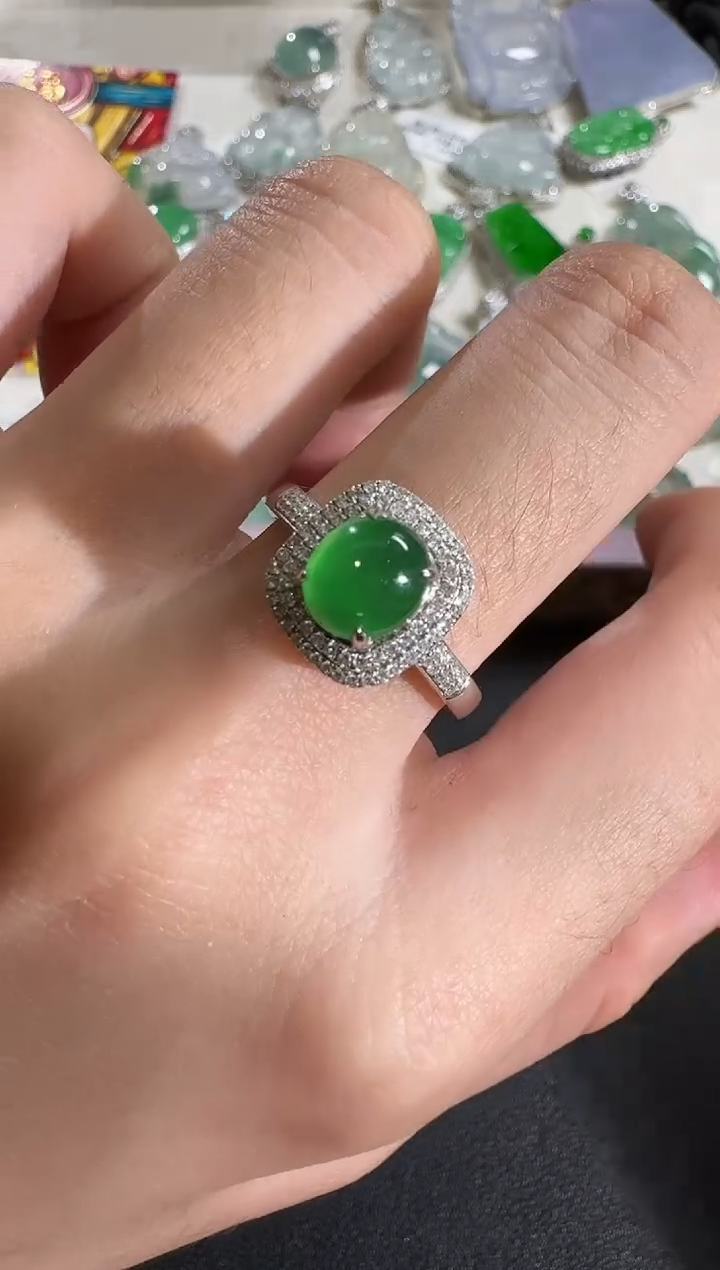 【闪购商品】翡翠戒指18K金镶嵌【源头工厂】钻石镶嵌