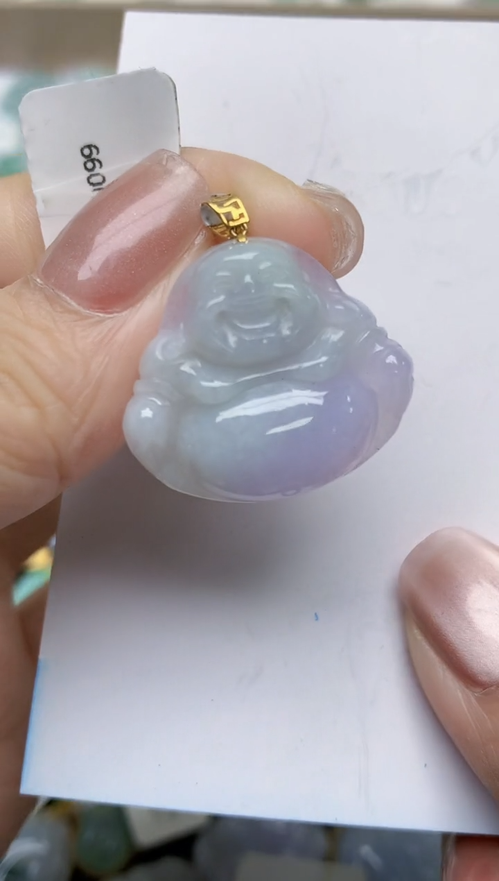 翡翠18K金镶嵌颈饰天然缅甸A货翡翠