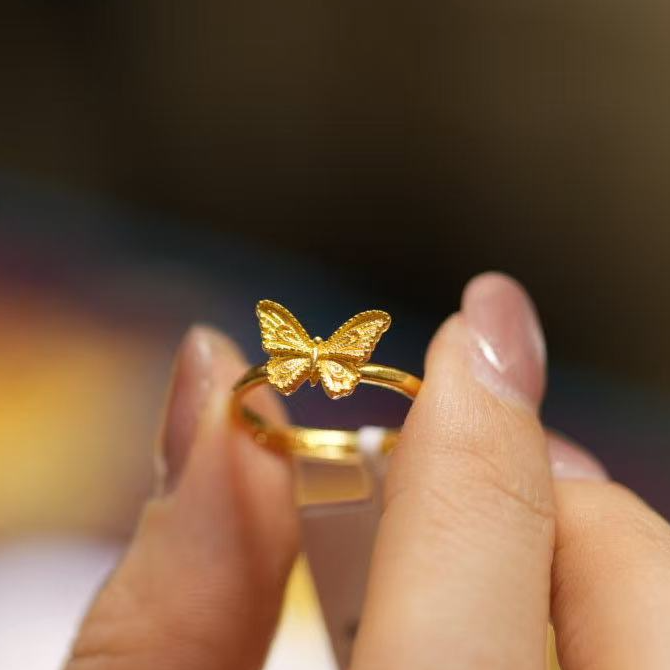 【巧玲专属】足金999蝴蝶戒指 活口经典 2.95