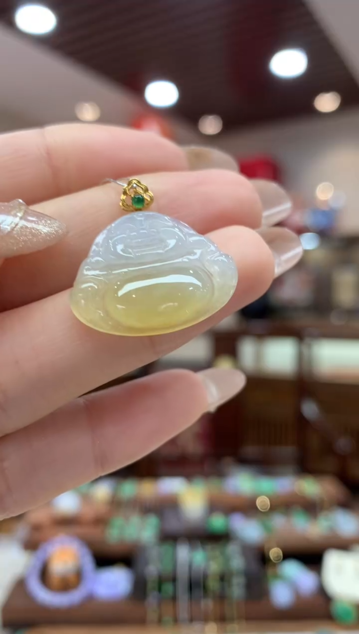 【闪购商品】翡翠吊坠(不含链)18K金镶嵌佛公