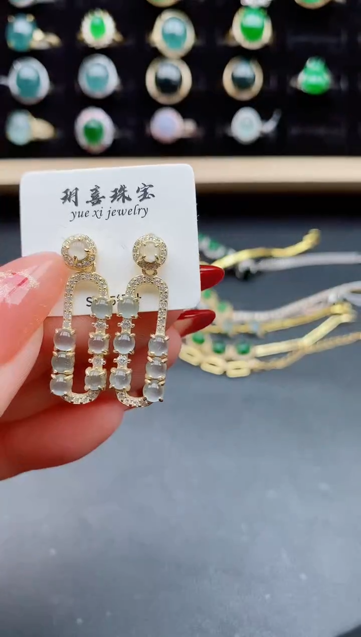 【闪购商品】翡翠耳饰银S925镶嵌508005