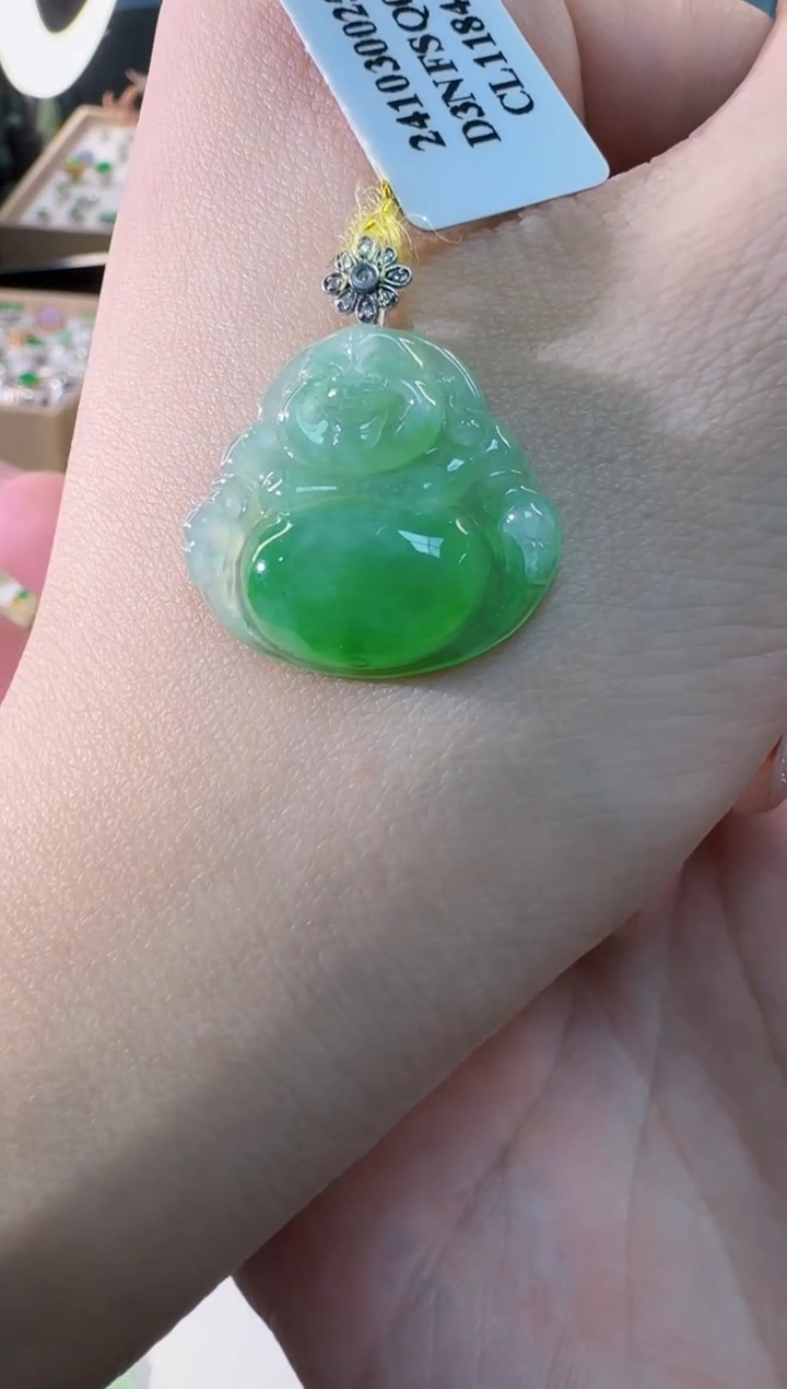 【闪购商品】翡翠18K金镶嵌颈饰缅甸翡翠A货吊坠