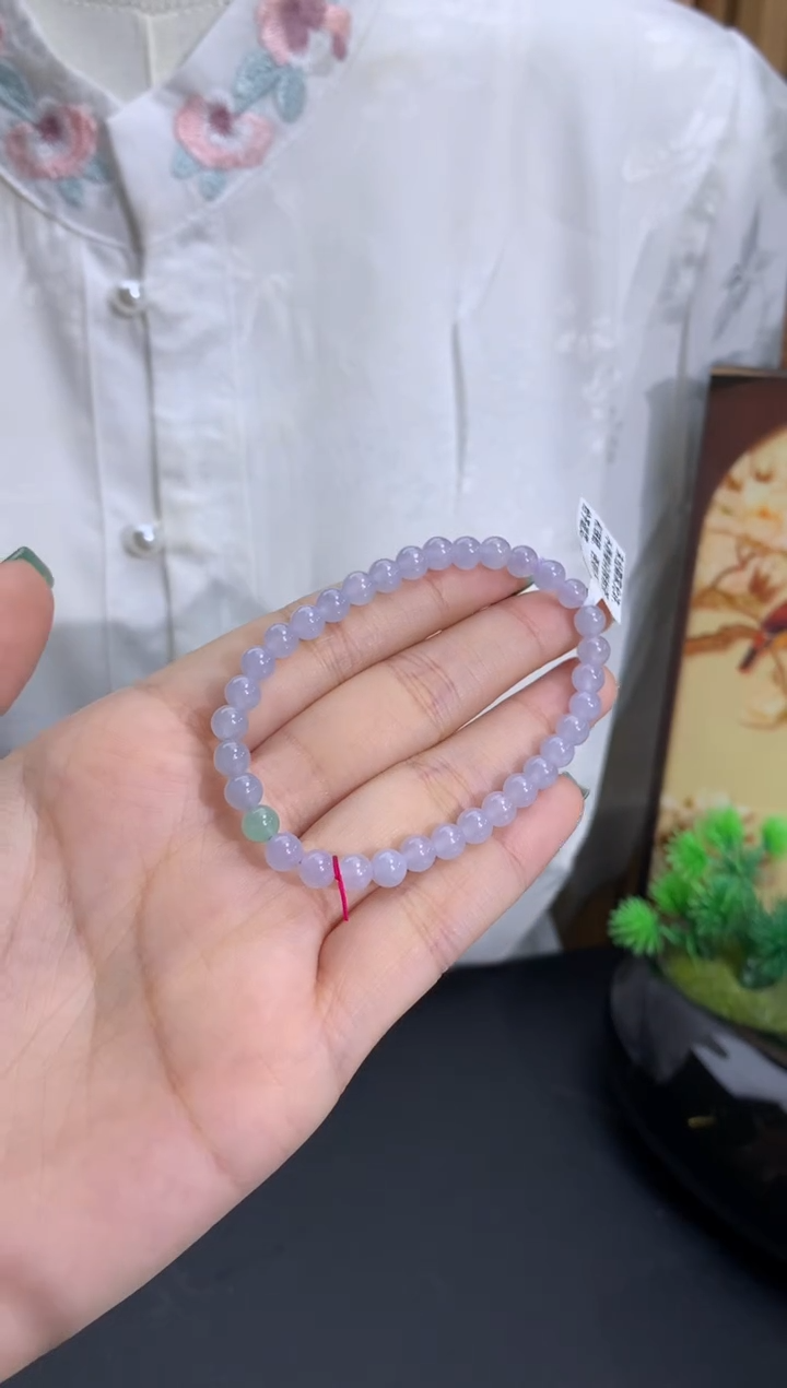 未镶嵌手串翡翠超级淡淡淡淡淡紫 卡5.2mm
