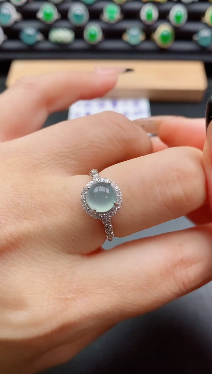 银S925镶嵌戒指翡翠1