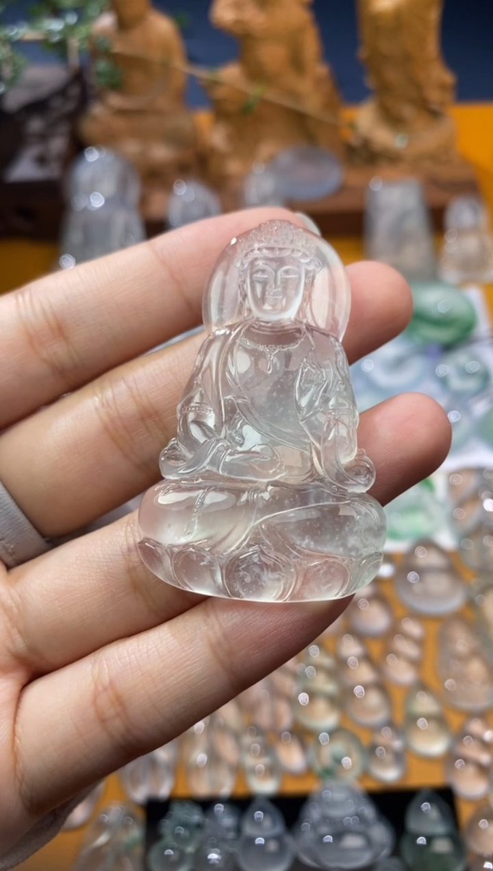 【闪购商品】定制翡翠未镶嵌观音4.2*32.3*5.4