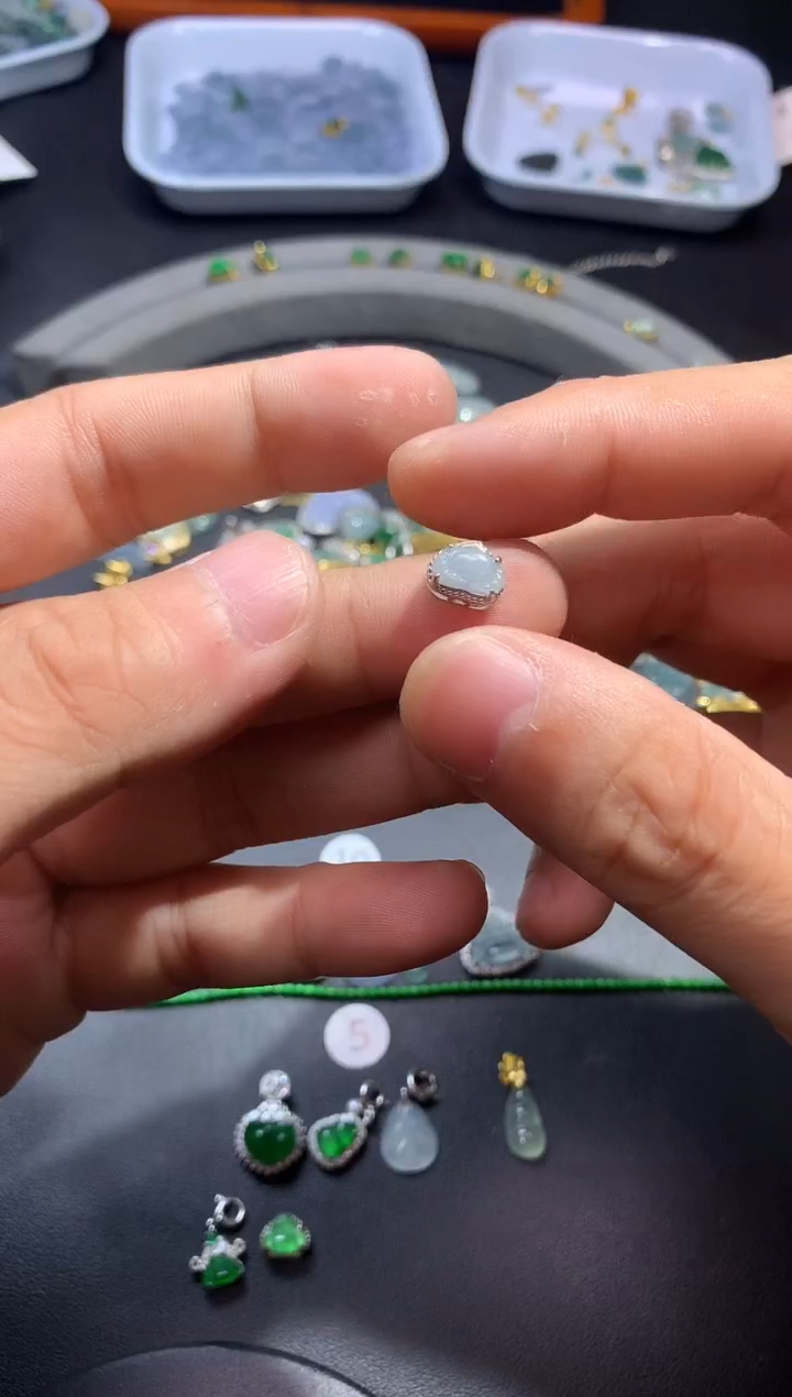 吊坠(不含链)银S925镶嵌翡翠1