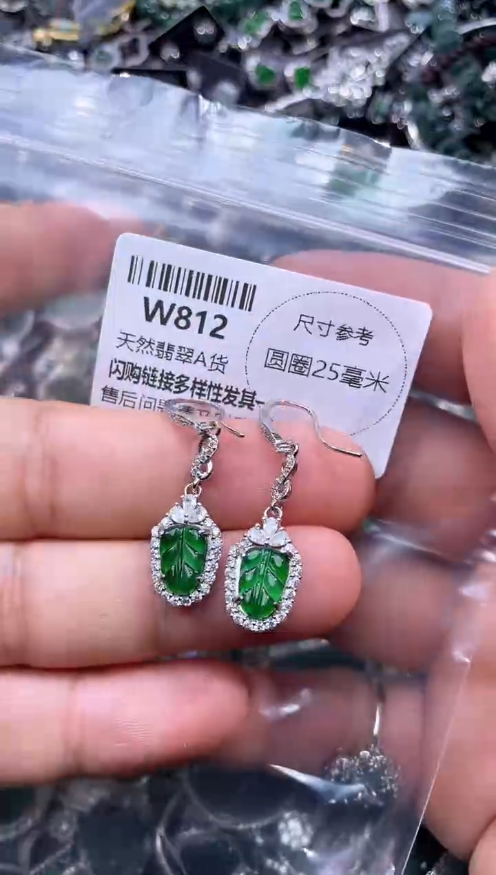 【闪购商品】翡翠颈饰未镶嵌W812耳钩