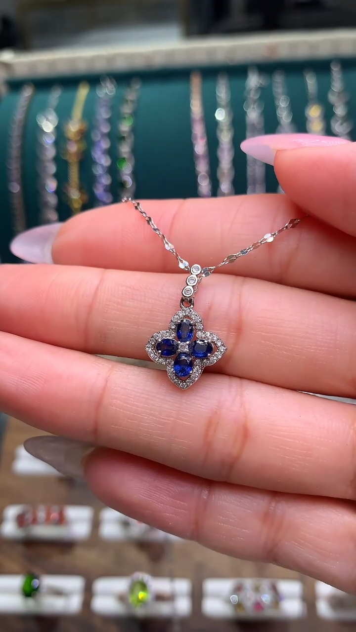 【闪购商品】蓝宝石颈饰银S925镶嵌104-45