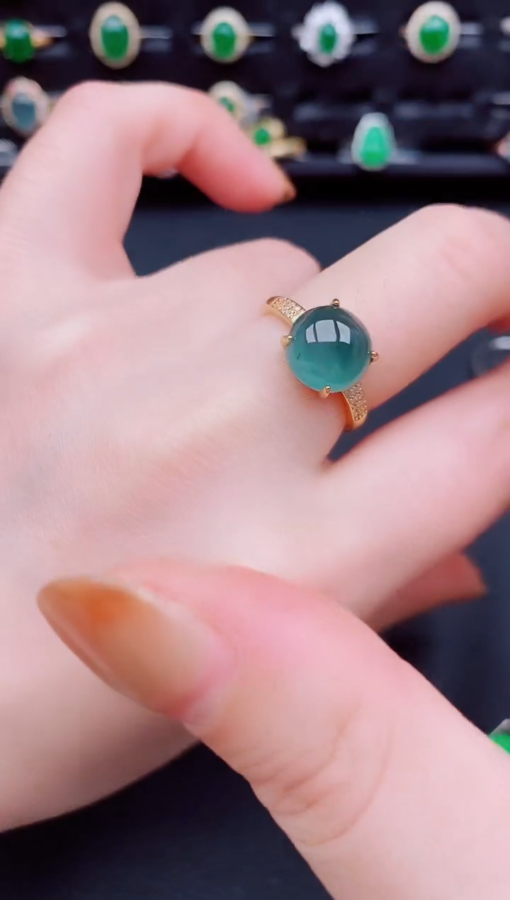 【闪购商品】翡翠戒指银S925镶嵌天然a货翡翠68