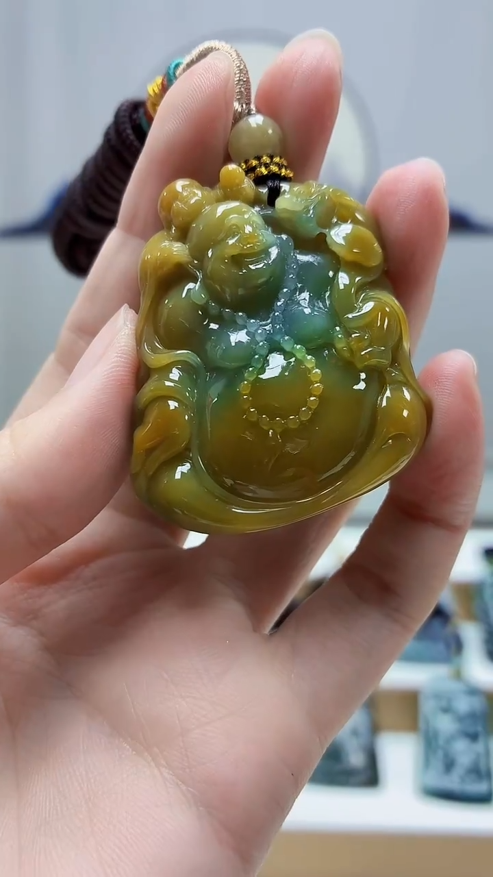 未镶嵌定制翡翠5028zm-毛货挂件财神88
