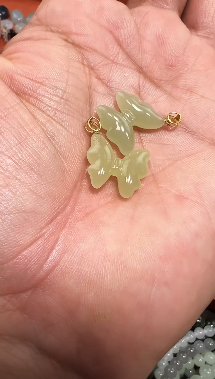 【闪购商品】和田玉吊坠18K金镶嵌和田玉吊坠多样性发货拍一发一