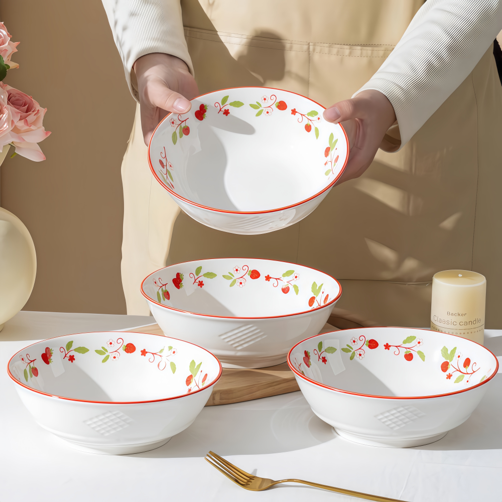 莓好时光7英寸面碗饭碗新年款汤碗家用陶瓷釉下彩加厚大容量