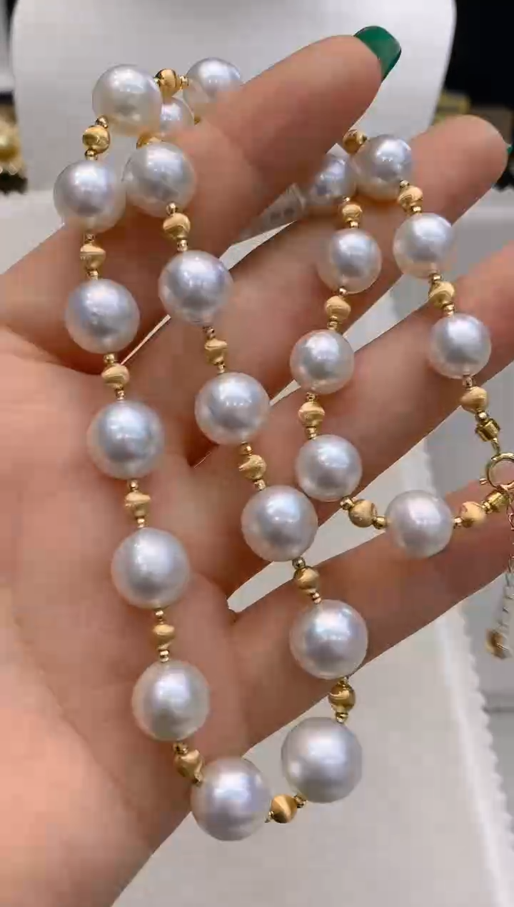 【闪购商品】海水珍珠项链18K金镶嵌146 9-12mm