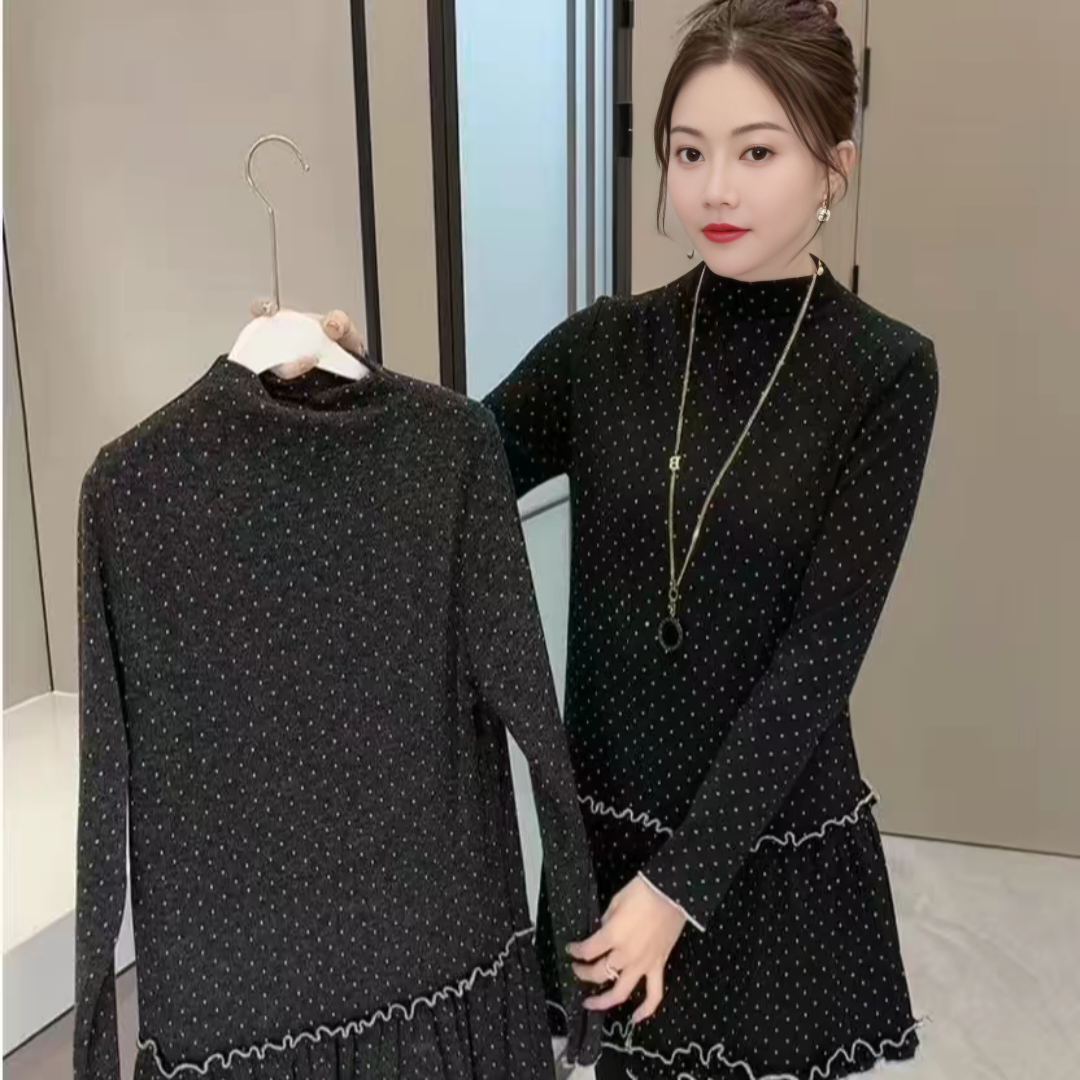 洋气欧货中长款点点裙