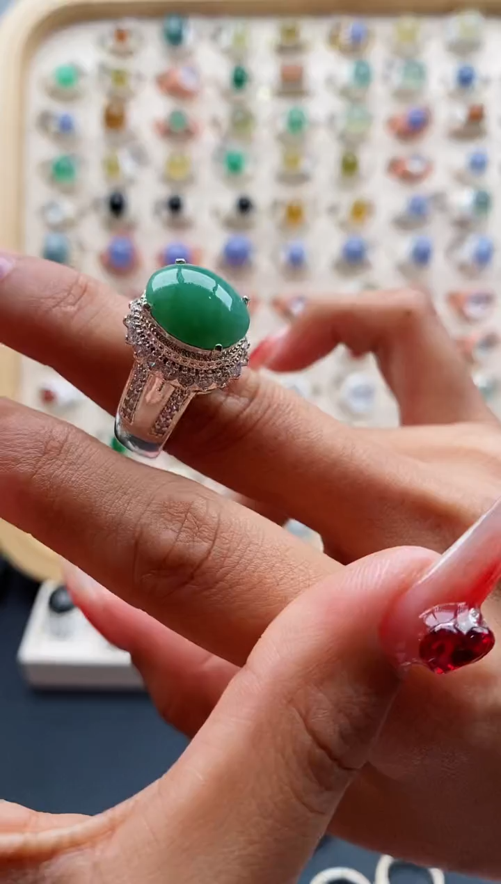 【闪购商品】翡翠戒指未镶嵌缅甸天然A货翡翠333 2+3