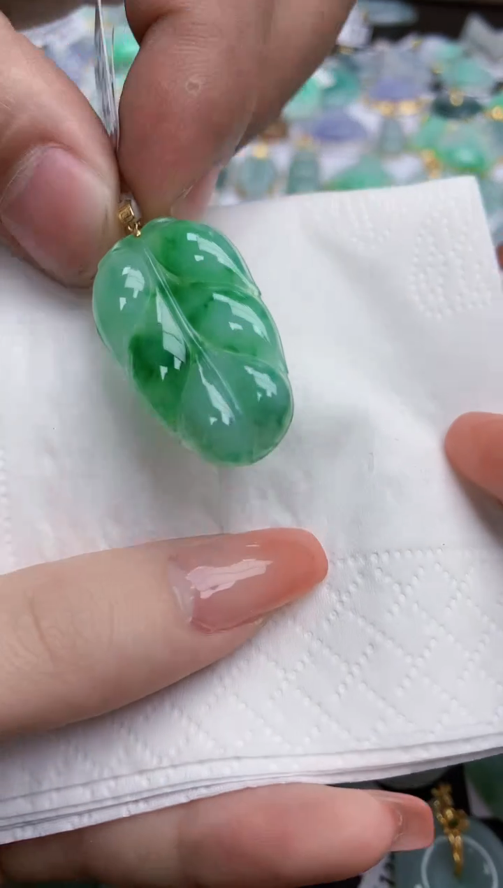 【闪购商品】翡翠颈饰18K金镶嵌天然缅甸翡翠A货