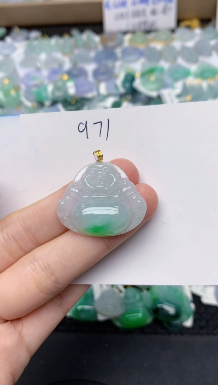 翡翠18K金镶嵌颈饰天然缅甸A货翡翠