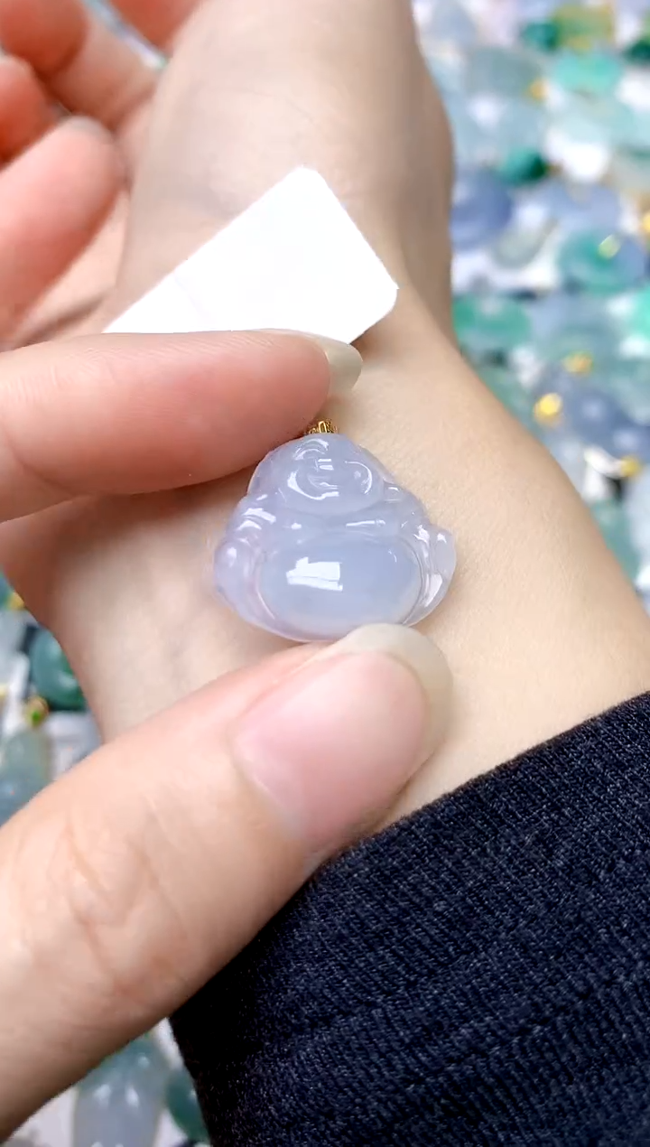 颈饰18K金镶嵌翡翠天然A货翡翠