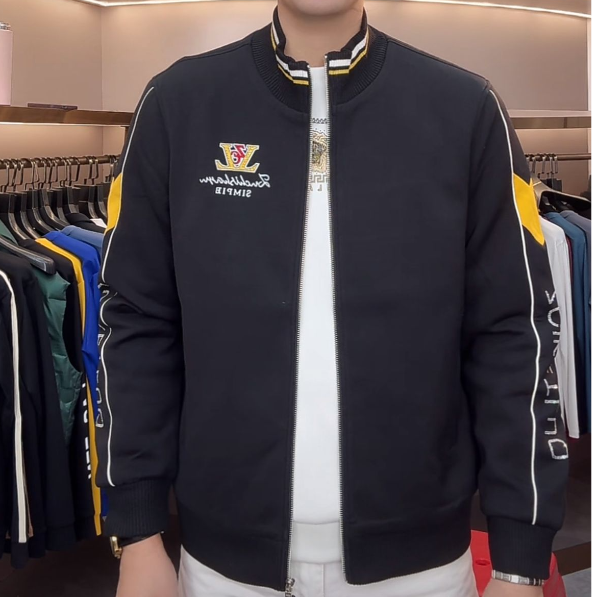 欧彬泽/秋冬季韩版厚款男装外套潮流夹克男翻领男装上衣9801外套