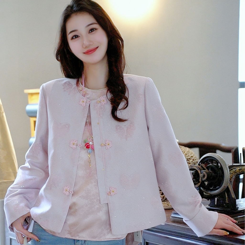 《七七定制》《蝴蝶梦》时尚新中式提花正肩中国风外套7270