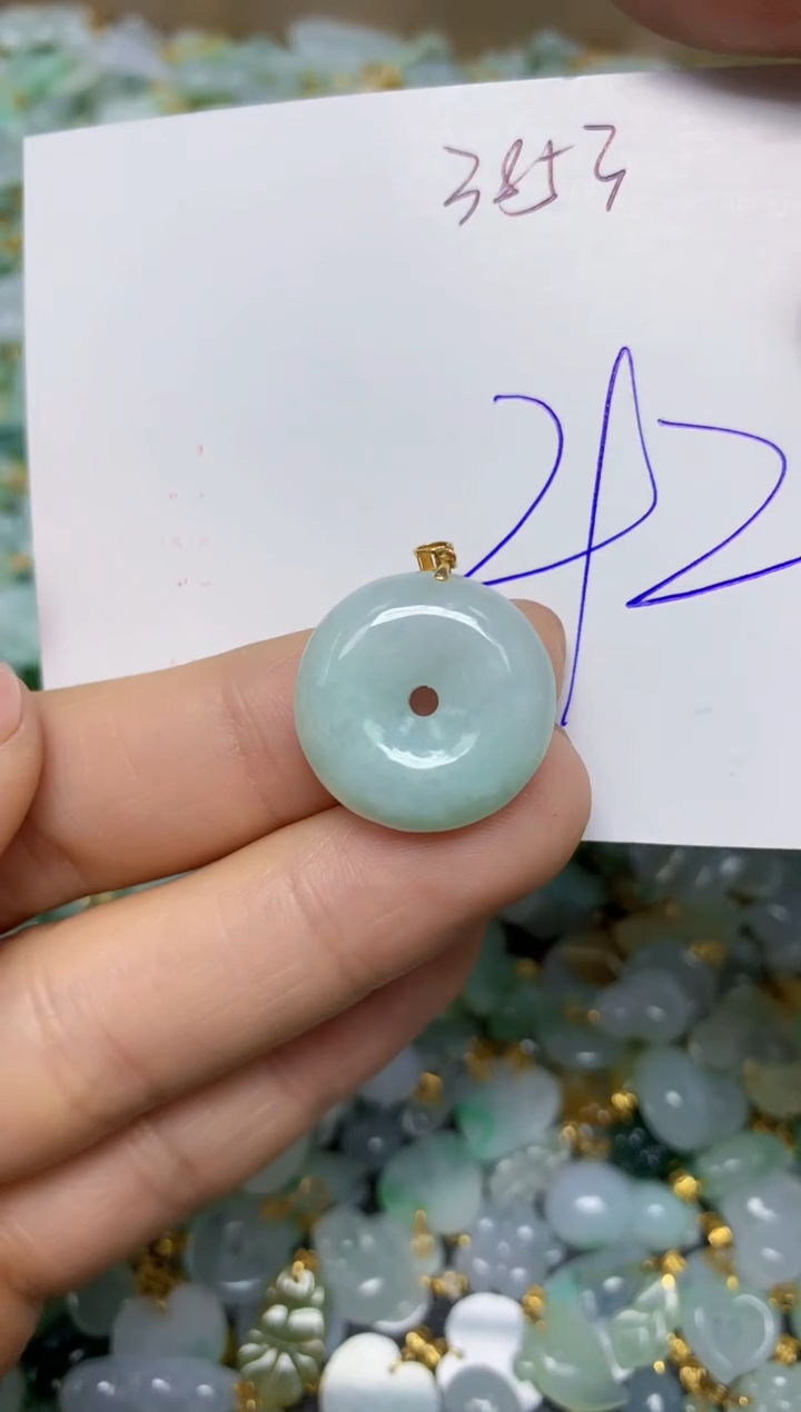 【闪购商品】翡翠挂件18K金镶嵌 天然翡翠A货