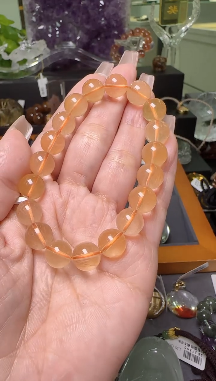 【闪购商品】水晶手串未镶嵌黄兔毛手串10m+ X30822