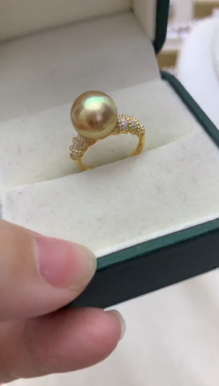 银S925镶嵌戒指海水珍珠w31 