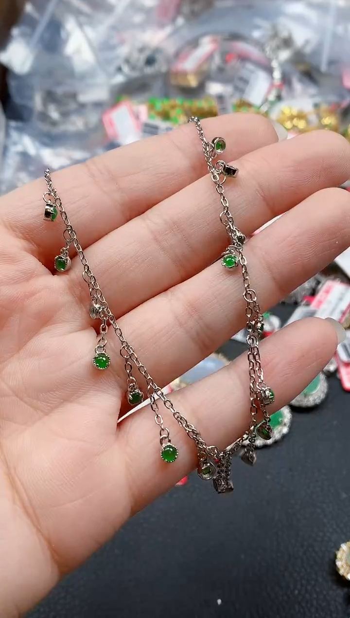 银S925镶嵌戒指翡翠天然A货缅甸翡翠