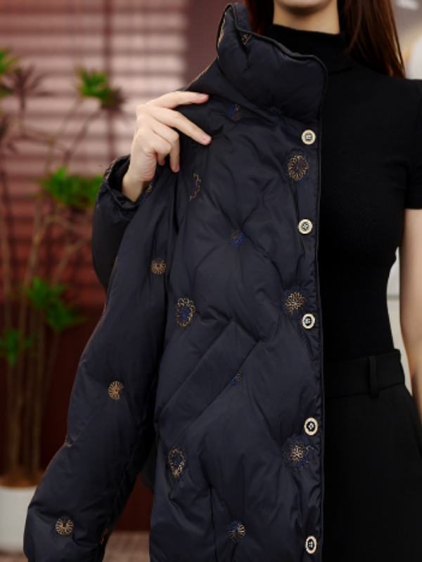 【甄选大朵鸭绒】2025杭州原版正品保暖气质减龄修身羽绒服E-5062