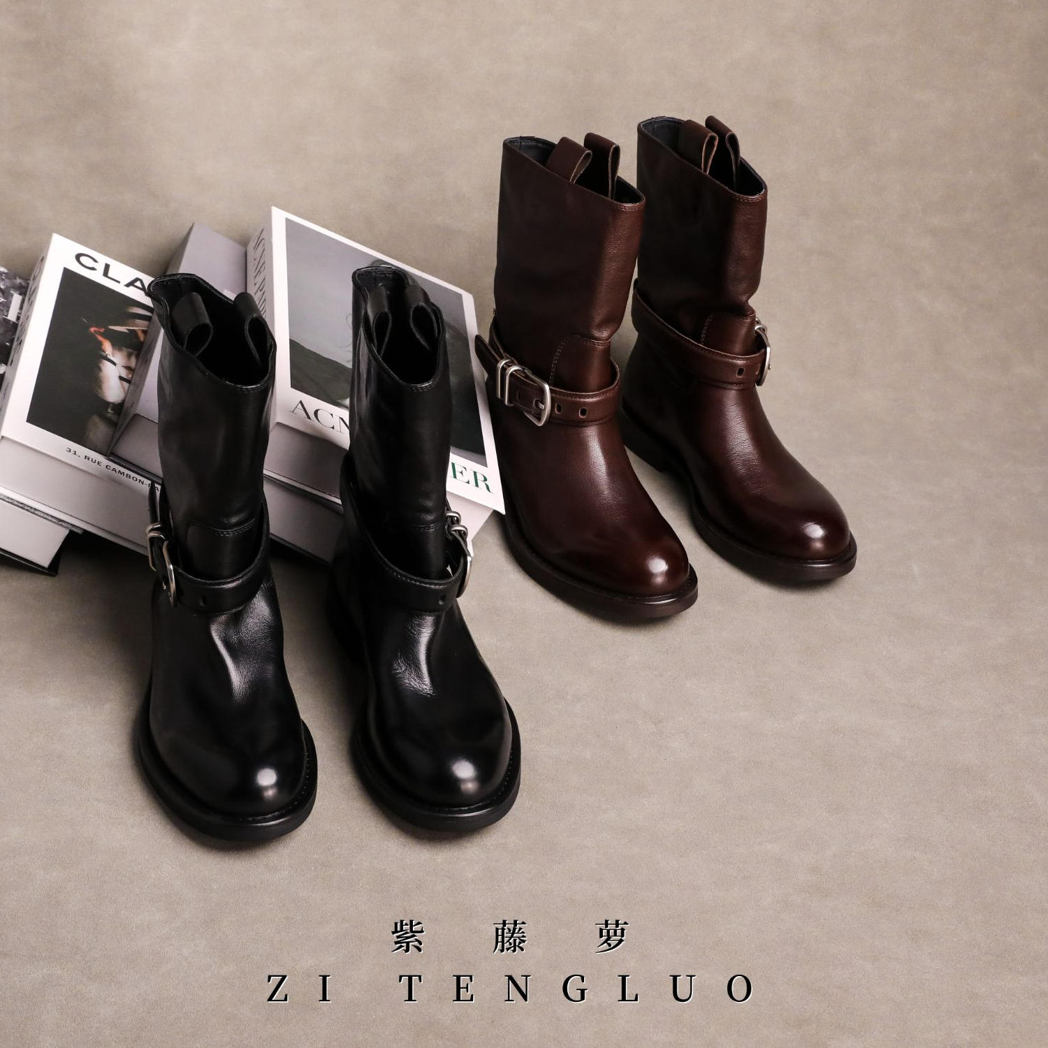 ZiTengLuo/25年秋季时尚短靴美拉德百搭女短靴9629-6