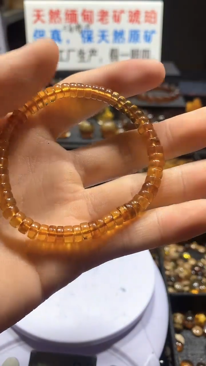 琥珀颈饰未镶嵌天然缅甸琥珀手串卡6