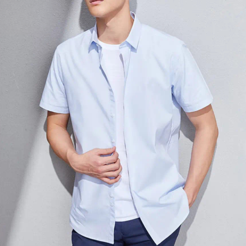 闭眼入免烫棉麻正装衬衫男夏季易打理舒适短衬透气亲肤凉感抗皱16