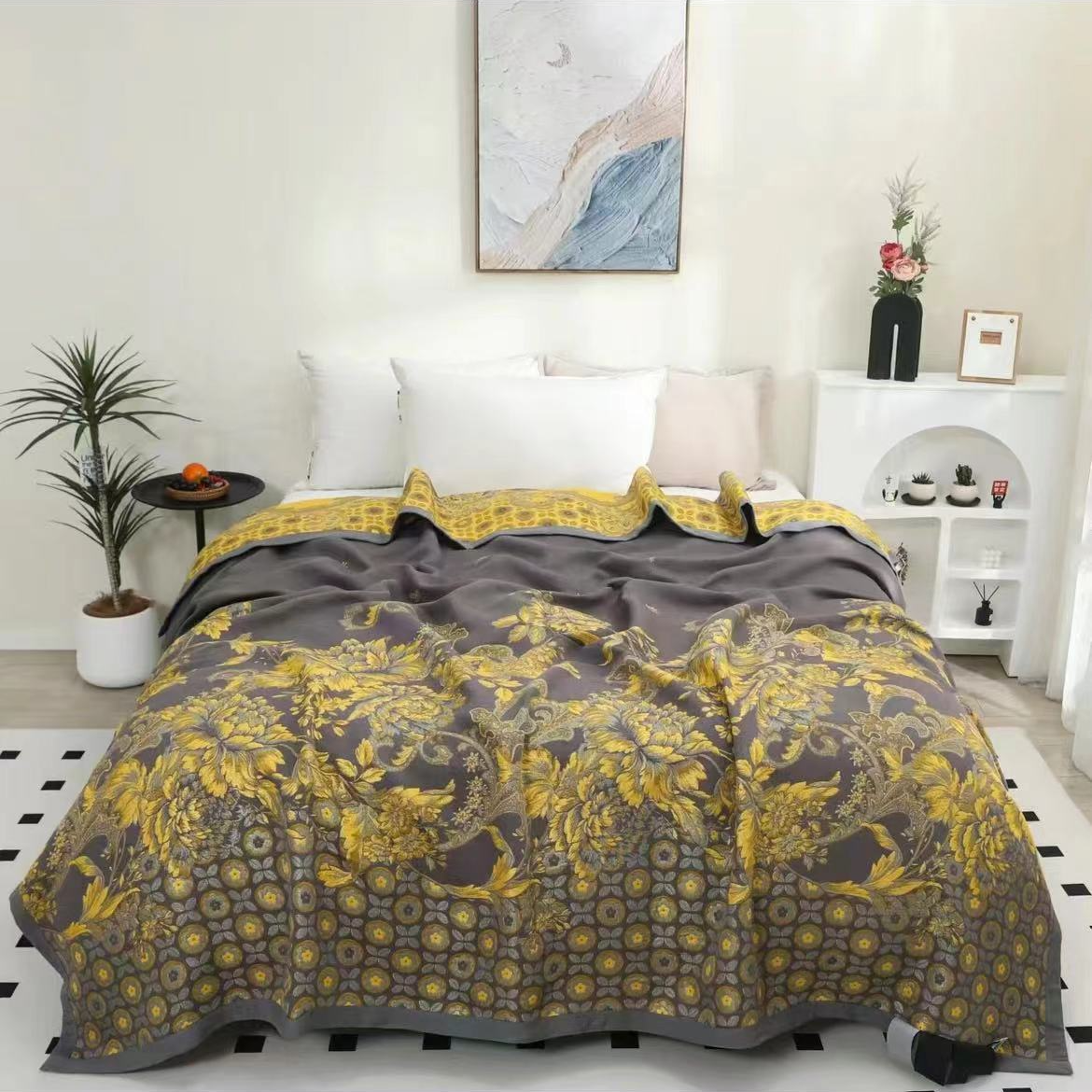 【富丽堂皇】纱布床盖多功能精梳四季毯--230*250