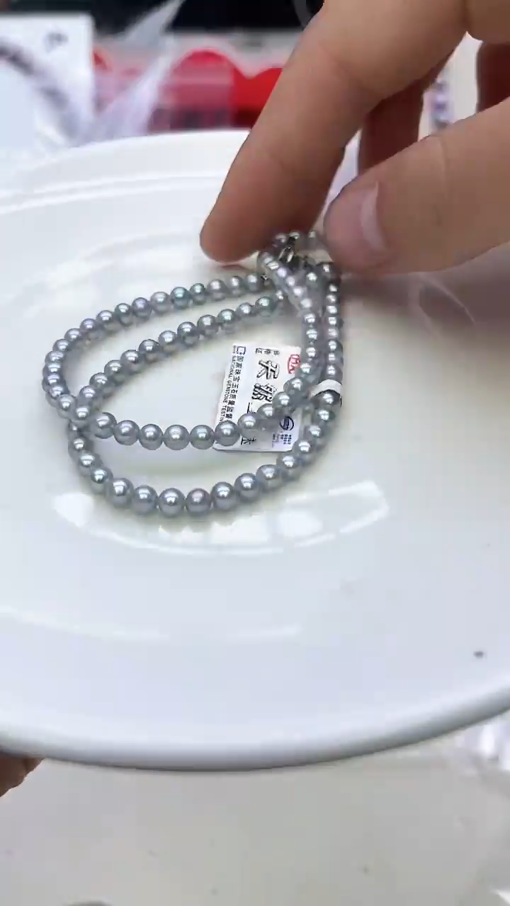 未镶嵌项链淡水珍珠灰色系小米项链